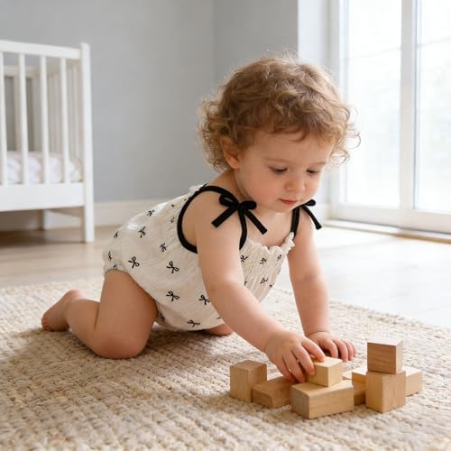 ROMPERINBOX Baby Girl Bodysuit Cotton Spaghetti Strap Sleeveless Onsies Summer - Image 5