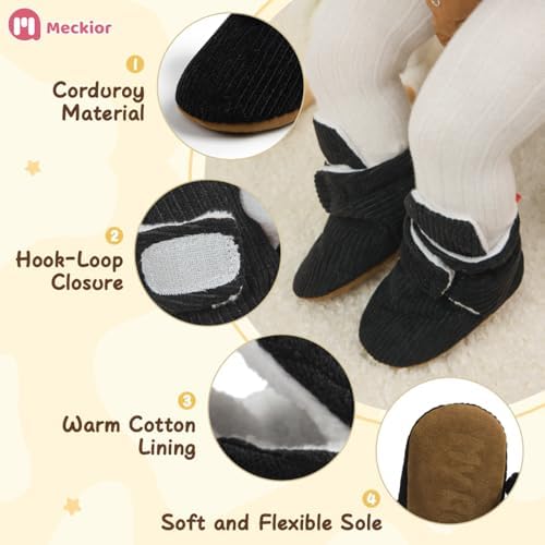 Meckior Newborn Infant Baby Girls Boys Warm Fleece Winter Booties First Walkers - Image 5