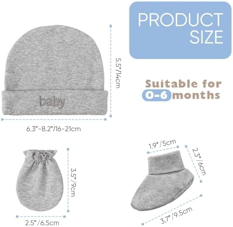 BQUBO Newborn Baby Hat Mittens Socks Set Infant Cotton Beanie Gloves Thick Warm - Image 5