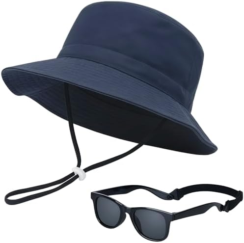 Toddler Baby Sun Hat and Polarized Sunglasses Set by KMOLY