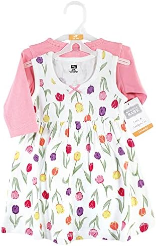 Hudson Baby Infant and Toddler Girls Cotton Dress and Cardigan Set - Image 2