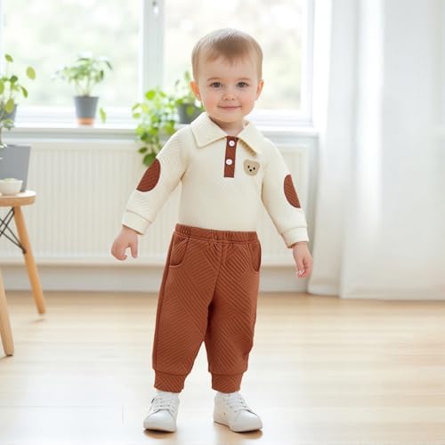 Giraropa Newborn Baby Boy Clothes Rib Knit Romper Jumpsuit Solid Sweater - Image 5