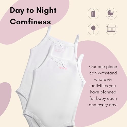 Feathers Baby Girl Tank Top Bodysuit Cotton One Piece 2 Pack, Sizes 3M-36M - Image 3
