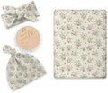 Newborn Swaddle Set with Matching Hat and Headband Bow, Wooden Birth by BabyWhale