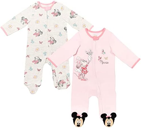 Disney Baby Girls' 2-Pack Footed Sleep N' Play Newborn to Infant by Disney