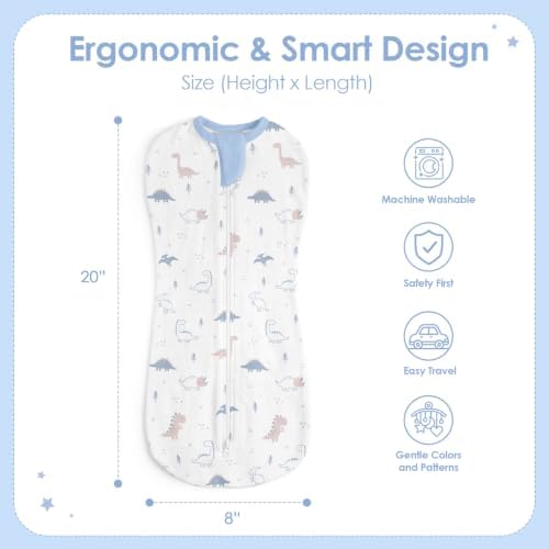Baby Swaddle 0-2 Months, Cotton Arm-In Zipper Sleep Sack, Wearable Blankets Wrap - Image 2