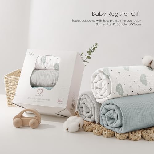 Bearmoss Muslin Swaddle Blankets, 40 x 38 inches Baby Swaddle - Image 6