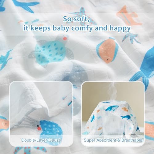 Baby Swaddle Blankets, Bamboo Muslin Receiving Blanket | 4-Pack, Lightweight & - Image 3