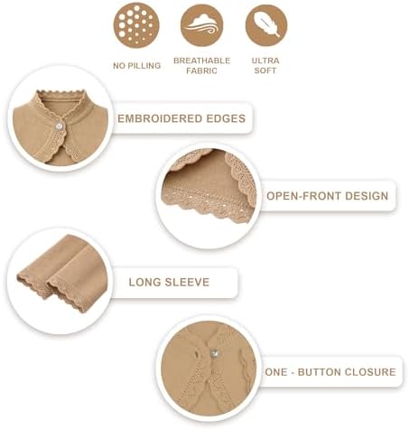 Lilax Little Girls' Knit Long Sleeve Button Closure Bolero Cardigan Shrug - Image 4