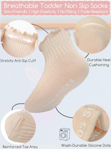 Aroveea Toddler Socks Non Slip Grip Ankle Baby 12 Pack - Image 6