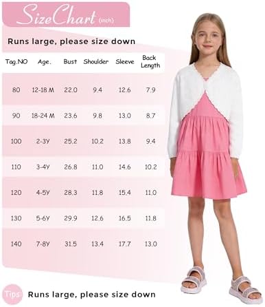 Girls Cardigan, Girls Bolero Shrug Sweater, Kids Knit Hollow Out Long Sleeve - Image 6
