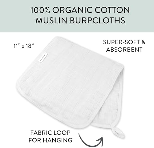 HonestBaby Multipack Woven Burp Cloths Soft Absorbent Multi-Layered 100% - Image 3