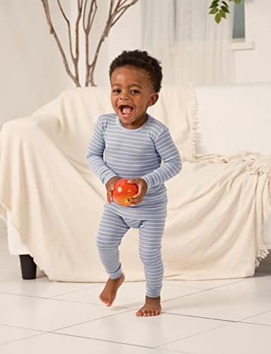 AVAUMA Stripe Pattern Baby Boys Girls Pajama Set Kids Toddler Snug fit Ribbed - Image 2
