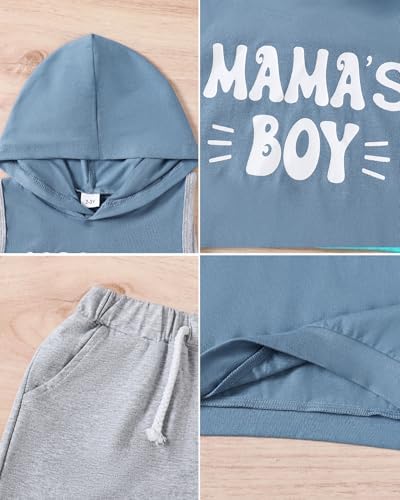 SANMIO Toddler Boy Clothes Summer Outfits Hoodie Tank Tops and Shorts Set - Image 4