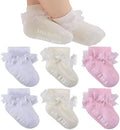 Baby Girl Ruffle Socks with Grips Lace Frilly Ankle Dress Socks by MKYSZLTSOCKS-EnjoyComfort