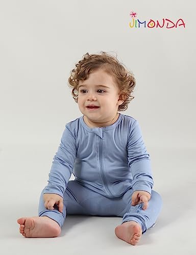 Jimonda Baby Romper Boys Girls Bamboo Pajamas 2-Way Zipper Footless Unisex Long - Image 5