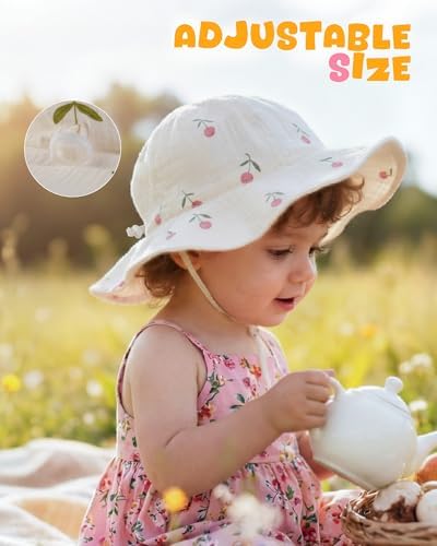 HONGTEYA Baby Sun Hat Muslin Wide Brim Toddler Girl Beach Bucket Hat - Image 5