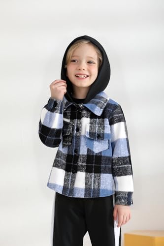 YOUNGER STAR Toddler Kids Boys Girls Flannel Hooded Plaid Shirt Button Baby Red - Image 6