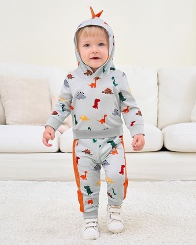 Toddler Baby Boy Clothes Dinosaur Hoodie+Pant 2Pcs Outfit Set 9M-5T - Image 4
