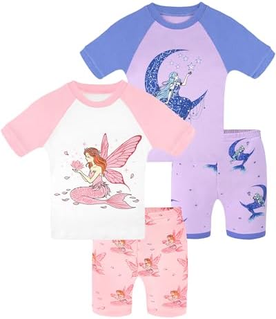 DAUGHTER QUEEN Girls Summer Pajamas Set 4 Pieces 100% Cotton Sleepwear Size 18 by DAUGHTERQUEEN