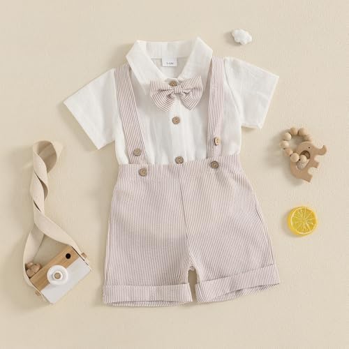 PUHHAPIEY Baby Boy Gentleman Wedding Outfit Dress Romper Suspender Pants | 0 3 - Image 2