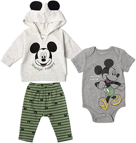 Disney Classics Winnie the Pooh Mickey Mouse Baby Hoodie Bodysuit and Pants 3 by Disney