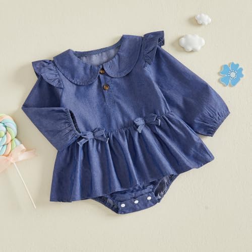 Baby Girl Denim Outfit Button Romper Jean Jumpsuit Shorts Overalls Toddler - Image 5