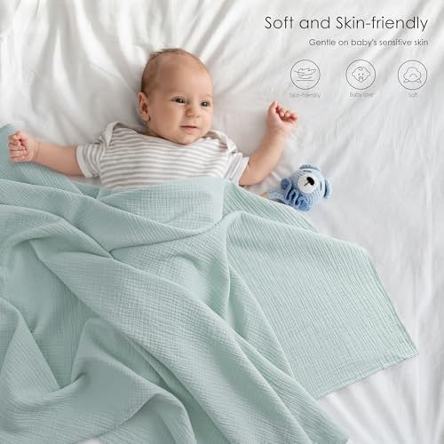 Bearmoss Muslin Swaddle Blankets, 40 x 38 inches Baby Swaddle - Image 2