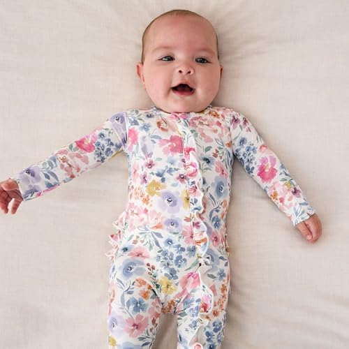 Little Sleepies Ruffle Zippy, Viscose from Bamboo Baby Pajamas, Girls Sleepers - Image 2
