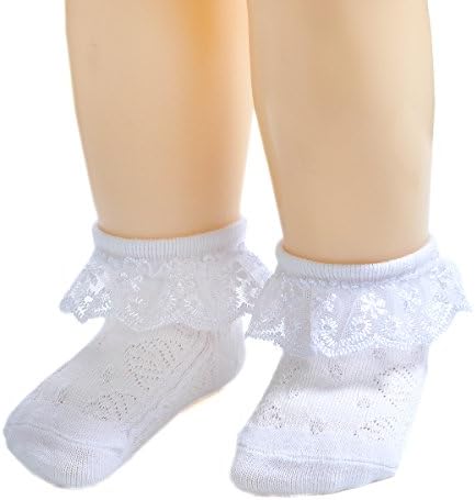 EPEIUS Baby Girl Ruffle Socks, Eyelet Frilly Lace Socks - Image 2