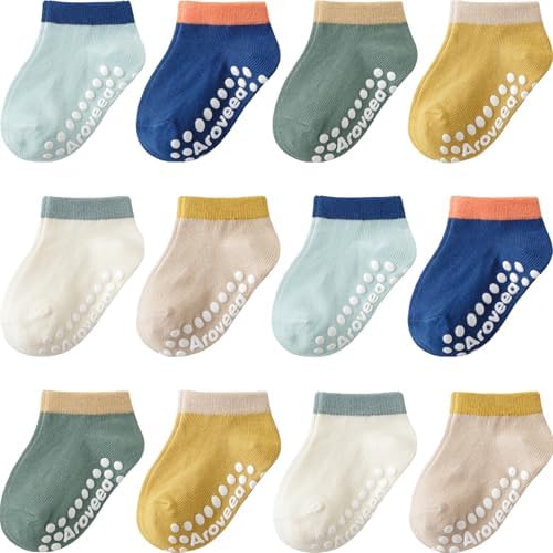 Aroveea Toddler Socks Non Slip Grip Ankle Baby 12 Pack by Aroveea