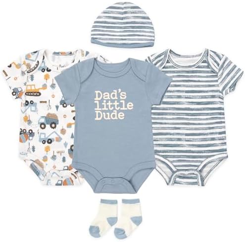 Baby Essentials Baby Boys 5 Piece Bodysuit Set - Image 2