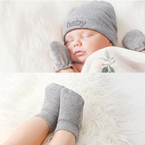 BQUBO Newborn Baby Hat Mittens Socks Set Infant Cotton Beanie Gloves Thick Warm - Image 3