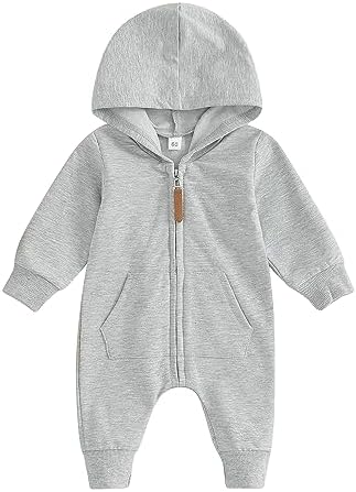 Fall Baby Clothes Newborn Boy Girl Hoodie Romper Long Sleeve Jumpsuit Winter by LedyChampswiinToddlerBaby