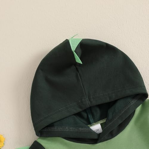 Toddler Baby Boy Hooded Dinosaur Summer Outfit Funny T-Shirt Shorts Set - Image 6