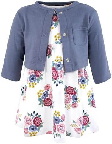 Hudson Baby Infant and Toddler Girls Cotton Dress and Cardigan Set by HudsonBaby