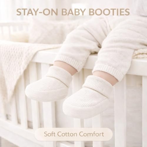 CEOBABY Baby Booties 0–3 Months, Newborn Shoes, Soft Cotton Infant Bootie Socks - Image 6