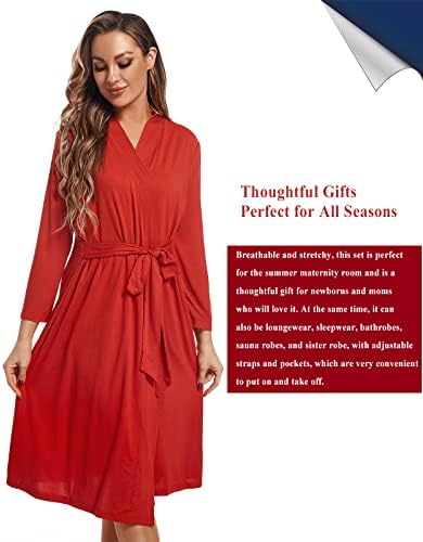 Maternity Robe with Matching Swaddle Blanket Set, Maternity Barhrobe Delivery - Image 5