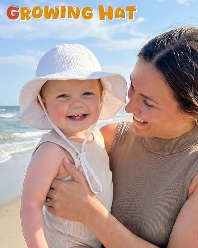 HONGTEYA Baby Sun Hat Muslin Wide Brim Toddler Girl Beach Bucket Hat - Image 5