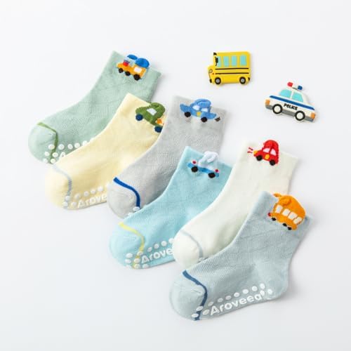 Aroveea Toddler Socks Non Slip Grip Ankle Baby 12 Pack - Image 2