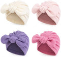 4Pack Preemie Hats Soft Ribbed Knit Baby Girl Turban Bow Hospital Caps by Dioxay