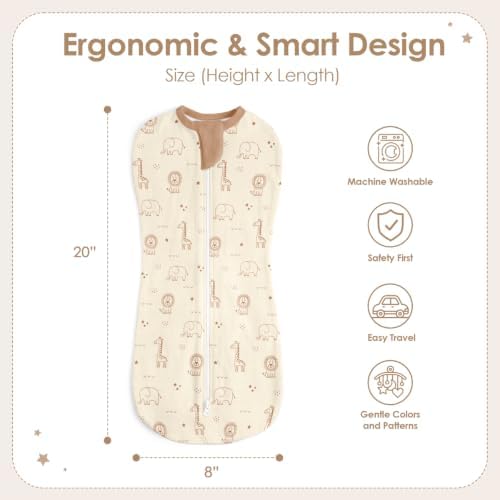 Baby Swaddle 0-2 Months, Cotton Arm-In Zipper Sleep Sack, Wearable Blankets Wrap - Image 2