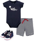 Hudson Baby Unisex Baby Cotton Bodysuit, Shorts and Shoe Set by HudsonBaby