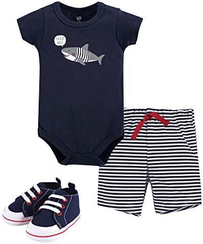 Hudson Baby Unisex Baby Cotton Bodysuit, Shorts and Shoe Set by HudsonBaby