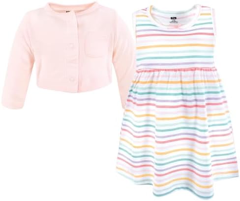 Hudson Baby Infant and Toddler Girls Cotton Dress and Cardigan Set - Image 3
