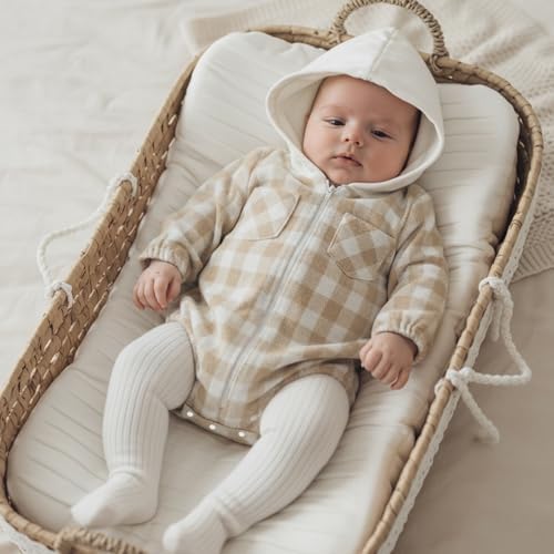 Douhoow Baby Boy Hooded Romper Long Sleeve Boy Plaid Hoodies Baby Jacket Infant - Image 6