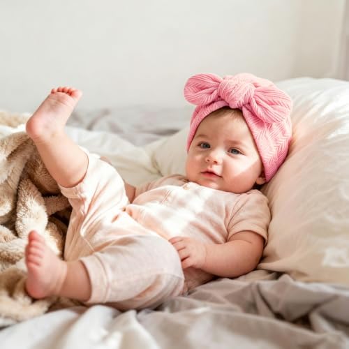DRESHOW BQUBO Newborn Baby Bow Knot Turban Hat Hospital Hat Baby Infant Beanie - Image 3