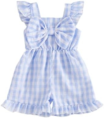 Little Girl Romper Toddler Overalls Summer Bow Jumpsuit Boho Outfit 6M-5T by Nibbcoa