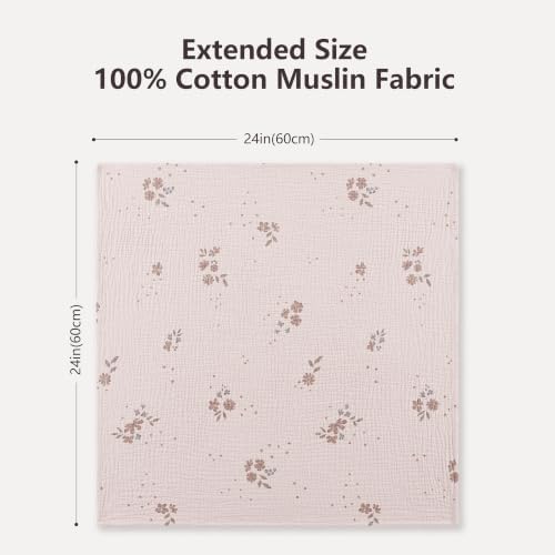 Susurration Muslin Burp Cloths 24x24 Inches Ultra Soft 100% Cotton | 7 Pack - Image 3