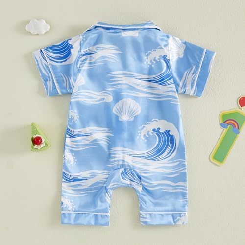 Kuriozud Baby Girl Boy Romper Pajamas Onesie Short Sleeve Button Down Pjs - Image 6